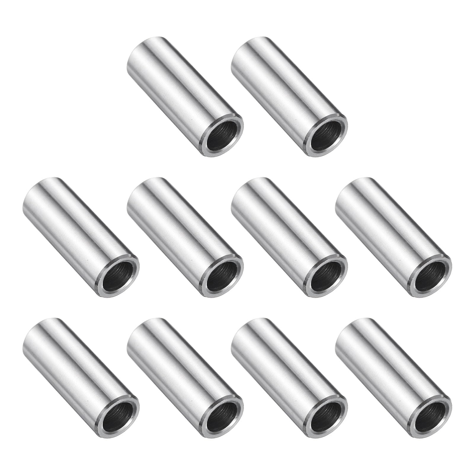 uxcell 10 Pcs Stainless Steel Spacer 1/4" Bore x 3/8" OD x 13/16" Length Screw Bushing Plain Finish Round Metal Spacer for 1/4" Screws Bolts and Rods