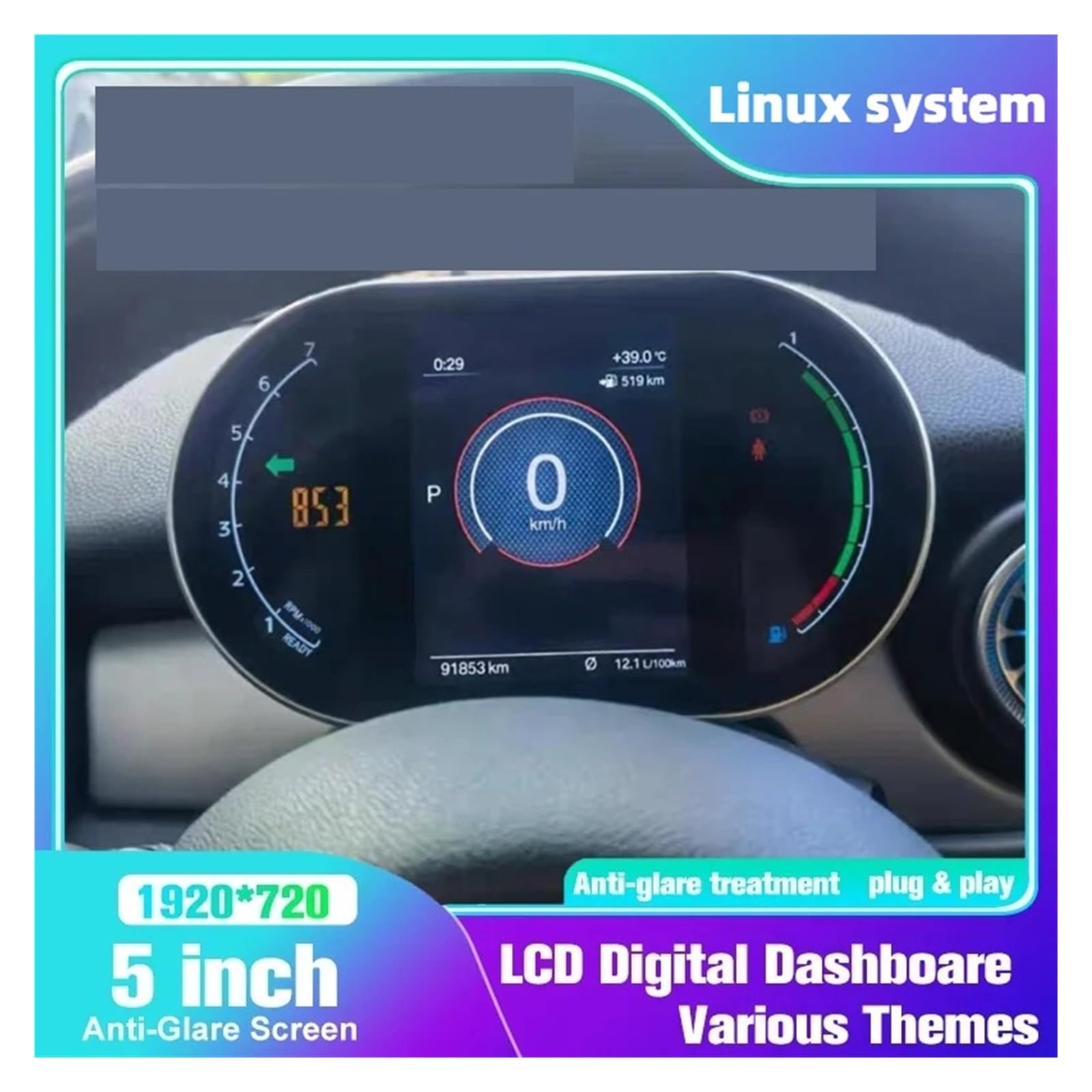 Cruscotto cluster sistema Linux compatibile con pannello strumenti LCD tachimetro digitale BMW MINI R55 R56 R58 R60 2007-2014 serie R