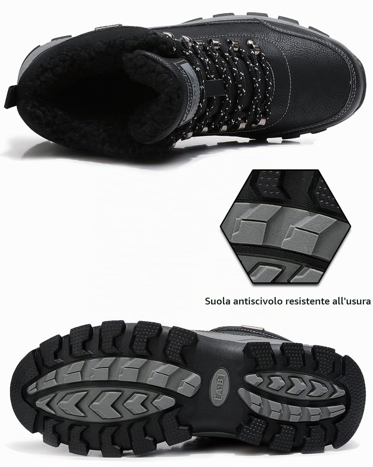ARRIGO BELLO Uomo Stivali da Neve Invernali Scarpe Allineato Pelliccia Caloroso Caviglia Piatto Stivaletti Sportive Boots Escursionismo 41-46