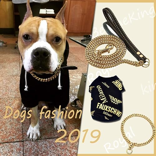Miniatura 5 de Gargantilla ajustable de oro de 18 quilates para perro, de acero sin aguja de 0.591in, collar de cachorro grande, cadena de estrangulación, collar