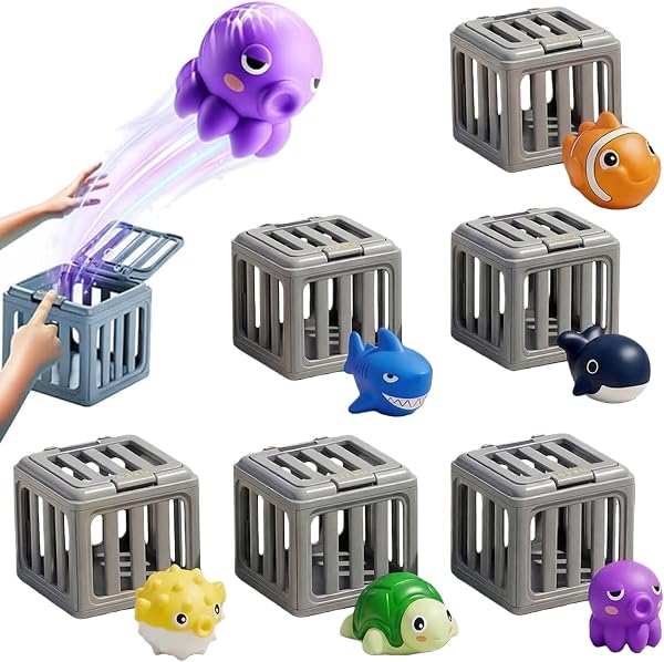 Generic Underwater Dive Rescue Toys | Funscape Kids Pool Diving Toys | Pool Diving Treasure Hunt Game | Sinking Pool Swim Toy for Kids | Water Dive Set with Fish Box Floating Animals for Boys Girls - 4