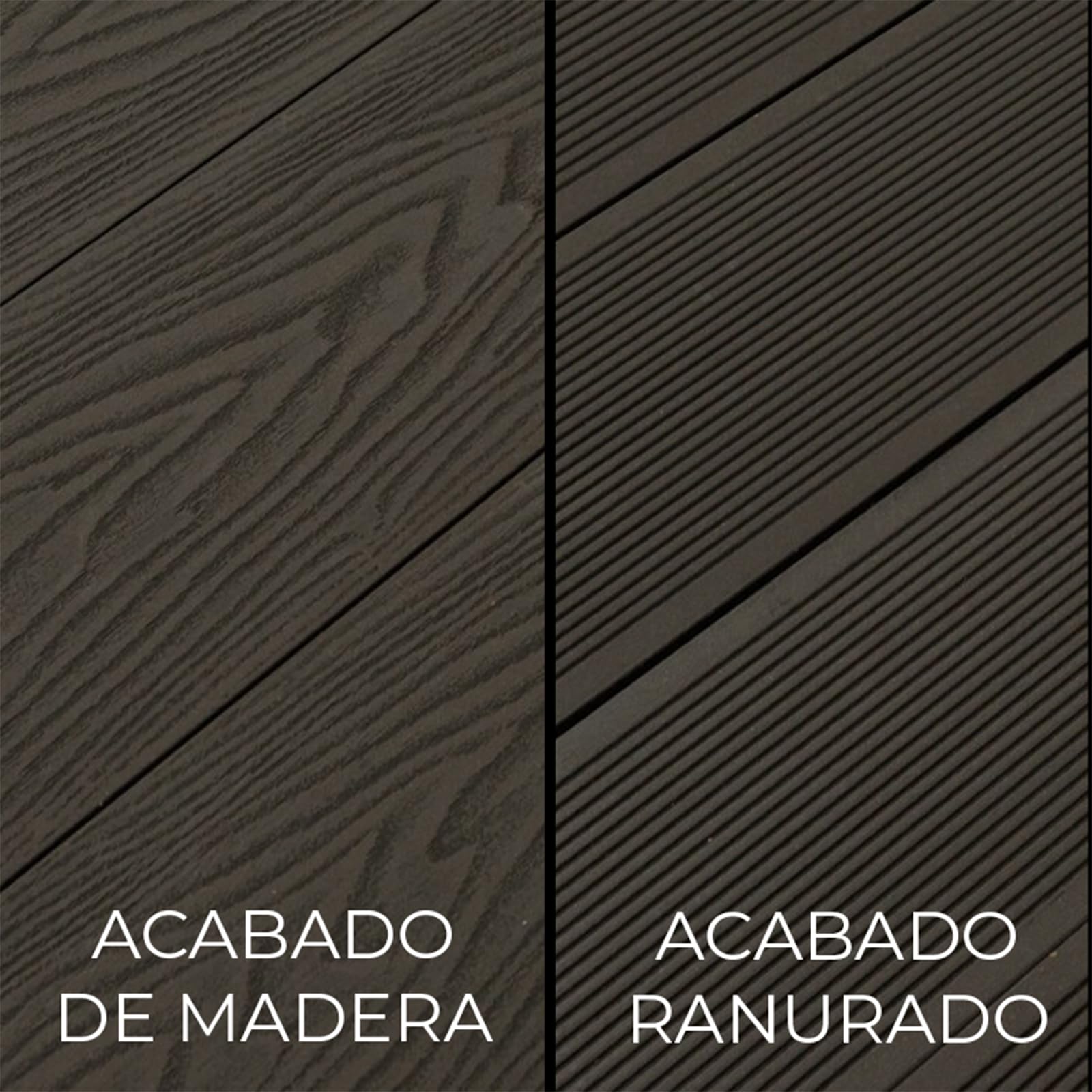 YOEVU | Pack 2 Lama de composite WPC | 2,2m x 14,5cm x 2,2cm, gris, marrón café | Resistente a la intemperie, antideslizante, fácil de instalar | Para terrazas y exteriores