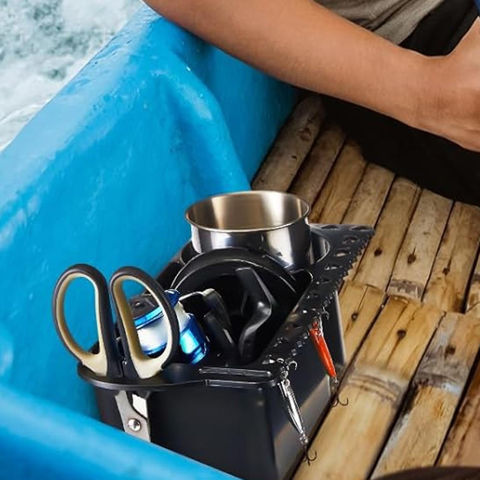 Porte-bouteille d'eau pour bateau - Organisateur de bouteilles - Porte-gobelet de bateau fixé avec languette en caoutchouc - Organiseur de gobelets de bateau - Boîte de rangement marine de grande