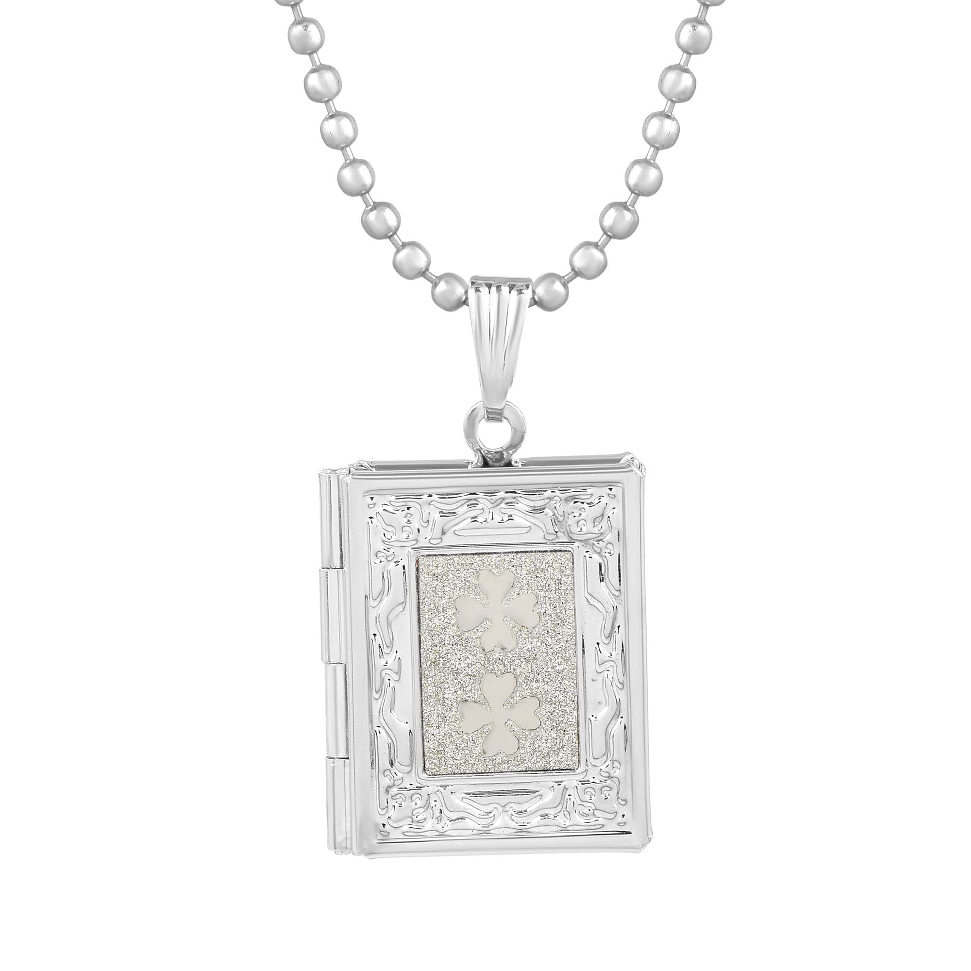 morir Silver Plated Openable 3D Book Shape Photo Pictures Frame Pendant Necklace For Men And Women (White) (B09JMP49Z5) Amazon Price History, Amazon Price Tracker