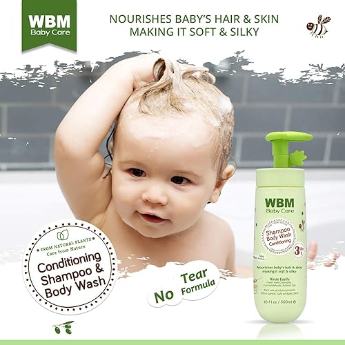 Miniatura 12 de WBM Care Natural Baby Body Wash con miel, germen de trigo y aceite de oliva orgánico, nutre la piel del bebé, 10 onzas