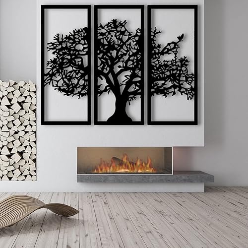 Miniatura 6 de Gamino Arte de pared de metal árbol de la vida, arte de pared de árbol de metal, decoración de pared de metal de 3 piezas, esculturas de metal para