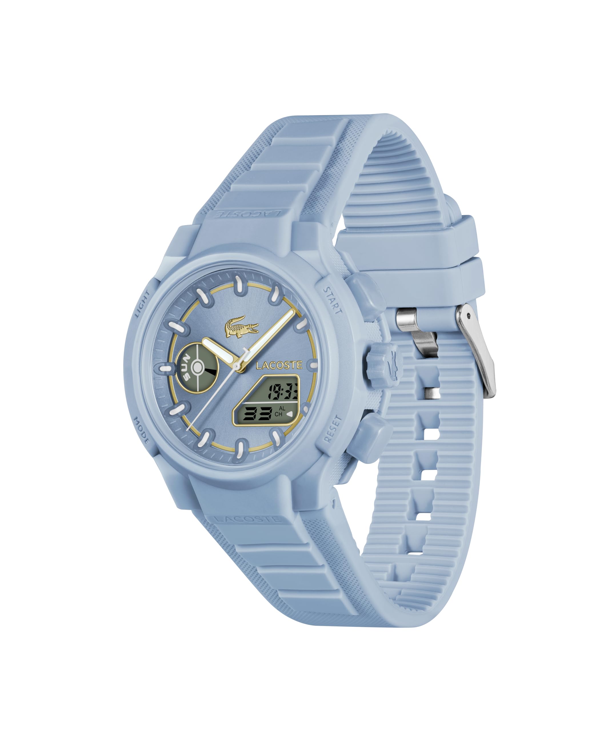 Lacoste Analoge-Digitale Multifunktions-Quarzuhr für Damen Kollektion LC33 mit Blaues Silikonarmband - 2001431