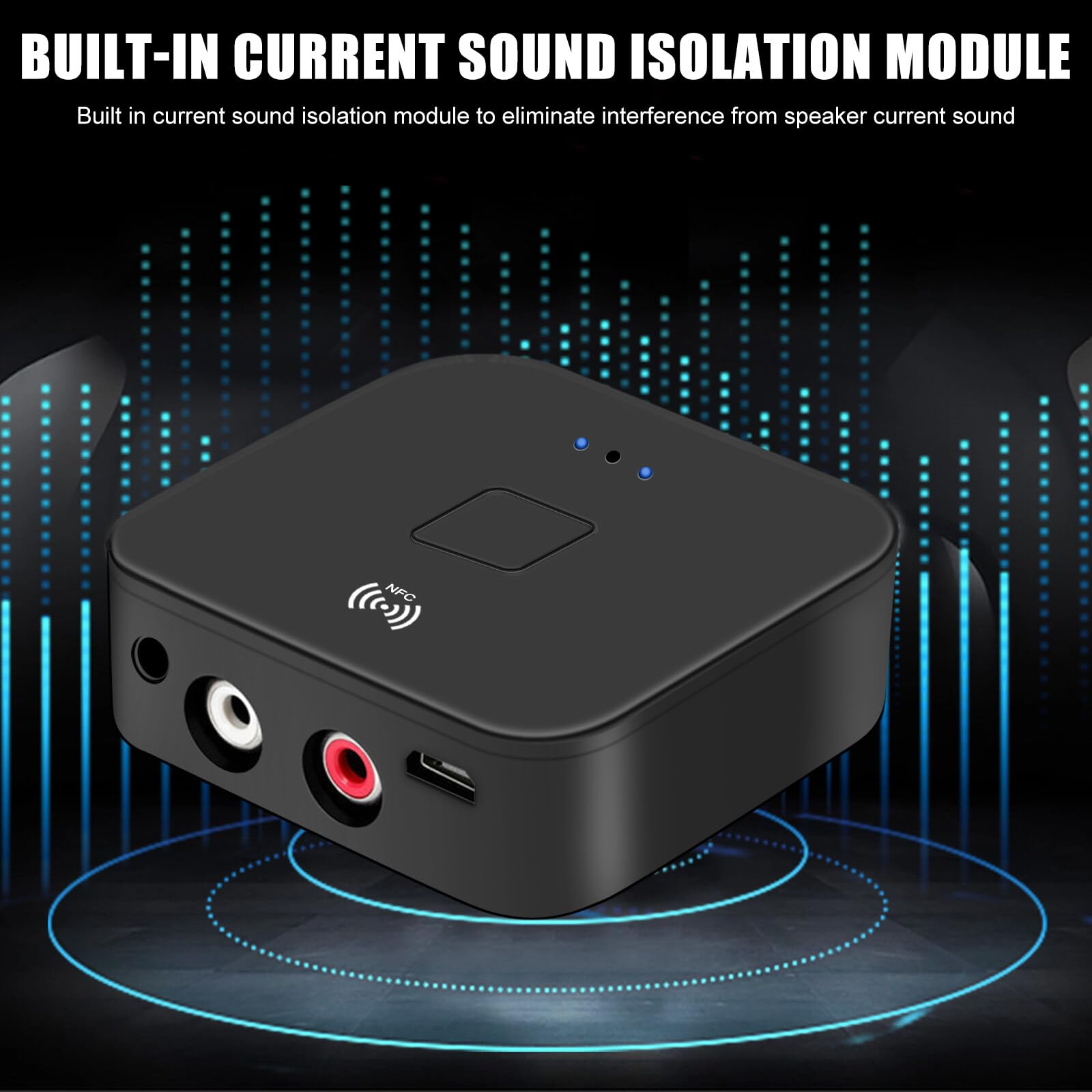 Ricevitore Bluetooth 5.0 NFC, Adattatore Audio Wireless HiFi per Impianto Stereo Con Jack AUX RCA da 3,5 mm per Prodotti Digitali Con Funzione NFC