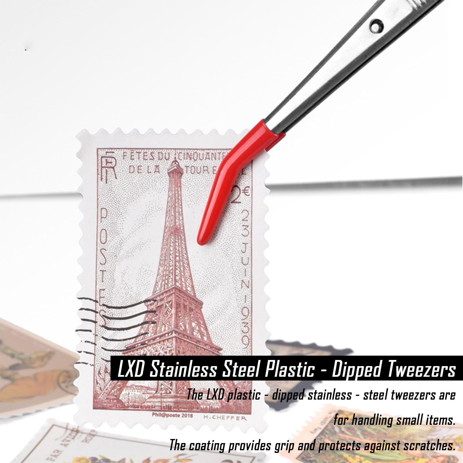 3 pinzette, con punte in gomma, in plastica, con punta piatta, rivestimento in gomma, antiscivolo, pinzette in plastica, per gioielli da laboratorio, artigianato, francobolli, fai da te