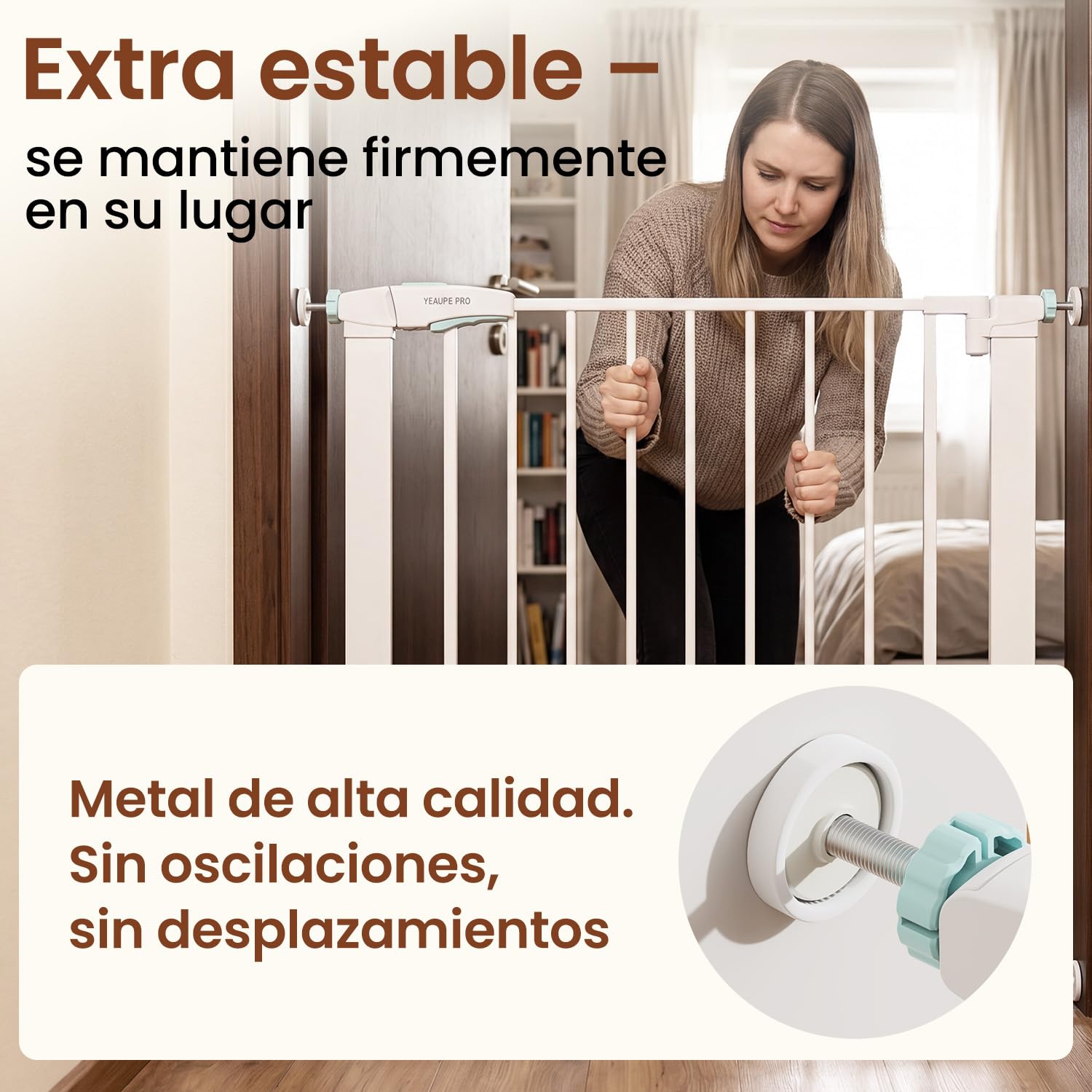 YEAUPE PRO Barrera de Seguridad Infantil 82-85cm, Sin Taladros, Blanca
