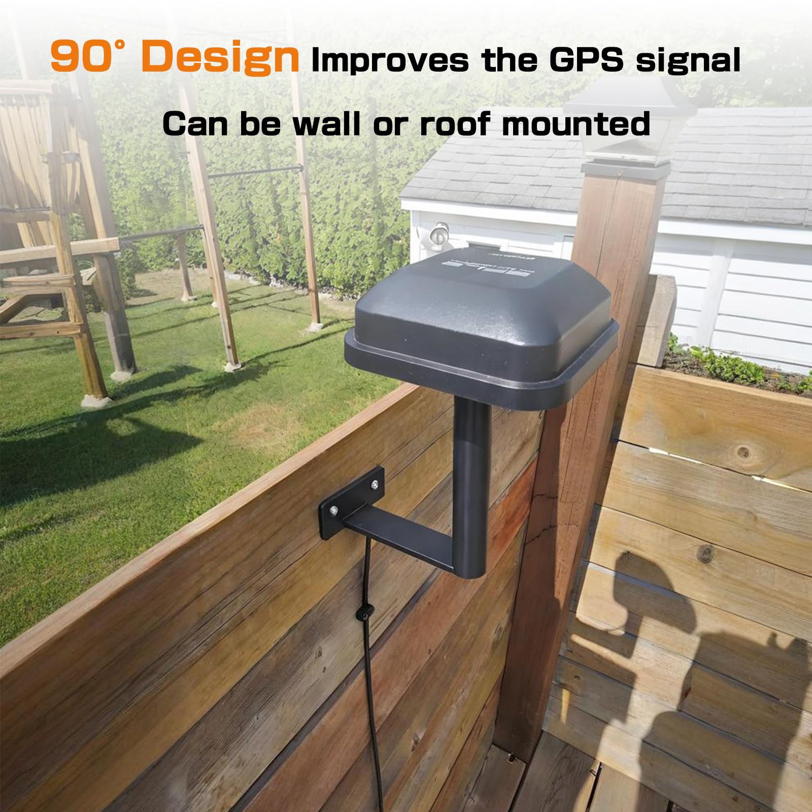Wandhalterung kompatibel mit Segway Navimow GPS, 90° Edelstähle Winkelhalterung für Navimow i105E & i108E – Verbessertes Sichtfeld der Antenne – Wetterfest & Rostfrei - 3