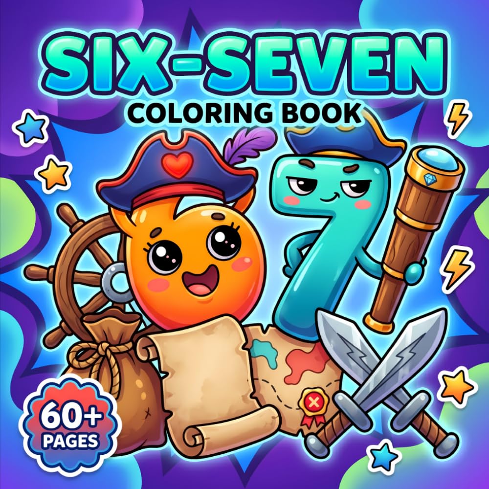Six-Seven Coloring Book: Fun IYKYK Number Activity Pages for Kids, Teens, and Adults Featuring Dozens of Viral Meme Designs for Relaxation