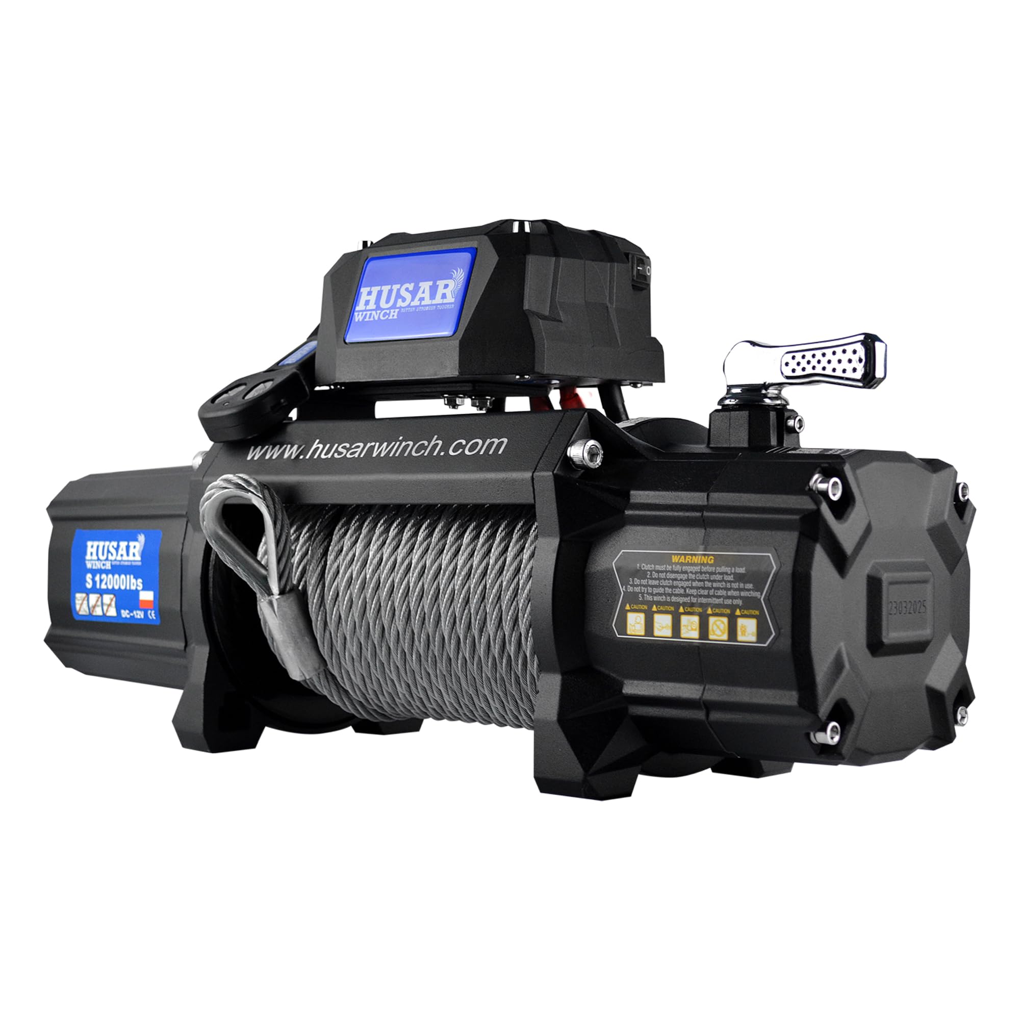 Elektryczna wciągarka linowa 12 V, 5443 kg, z liną drucianą 25 m, sterowanie bezprzewodowe, 3-stopniowa przekładnia planetarna – do lawety, samochodów terenowych, pojazdów 4 x 4