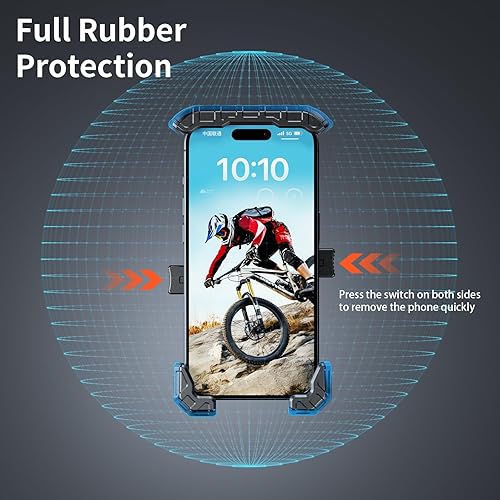 Miniatura 3 de Kewig Soporte de teléfono para horquilla de motocicleta, con tapa antirrobo de brazo corto, soporte para teléfono de motocicleta, 1s bloqueo y