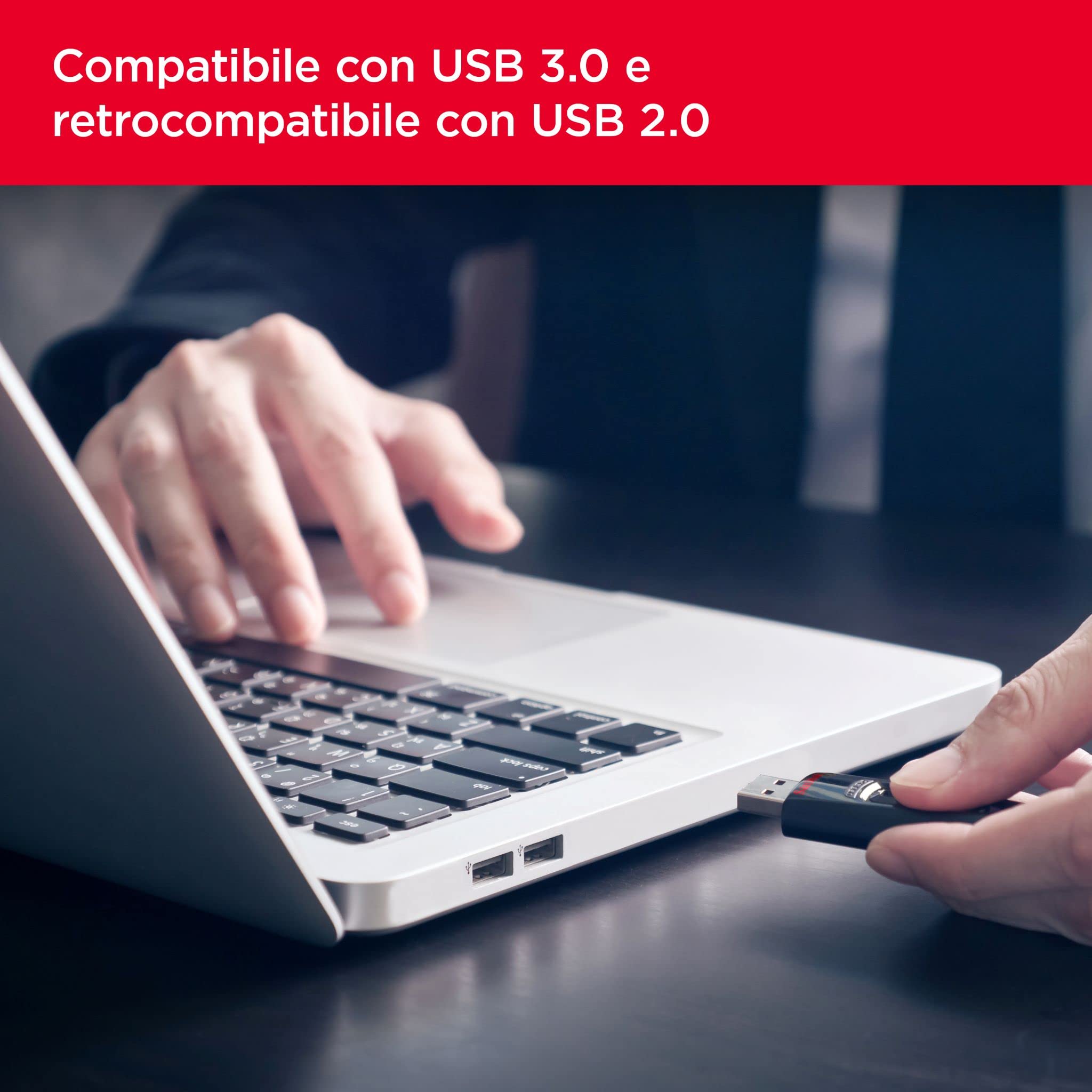 SanDisk Ultra 128 GB, USB 3.0 flash drive, with up to 130 MB/s read speed, Black