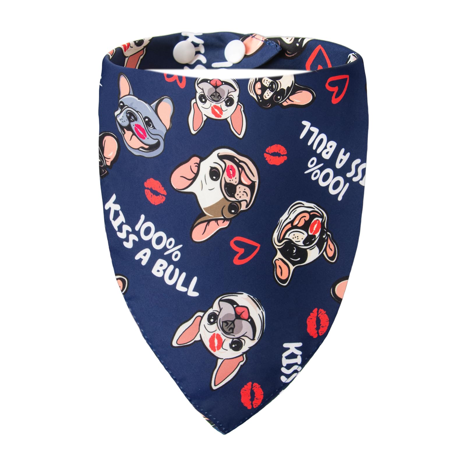 Bandana per cani San Valentino bulldog francese Kiss A Bull taglia media grande 13-34 kg