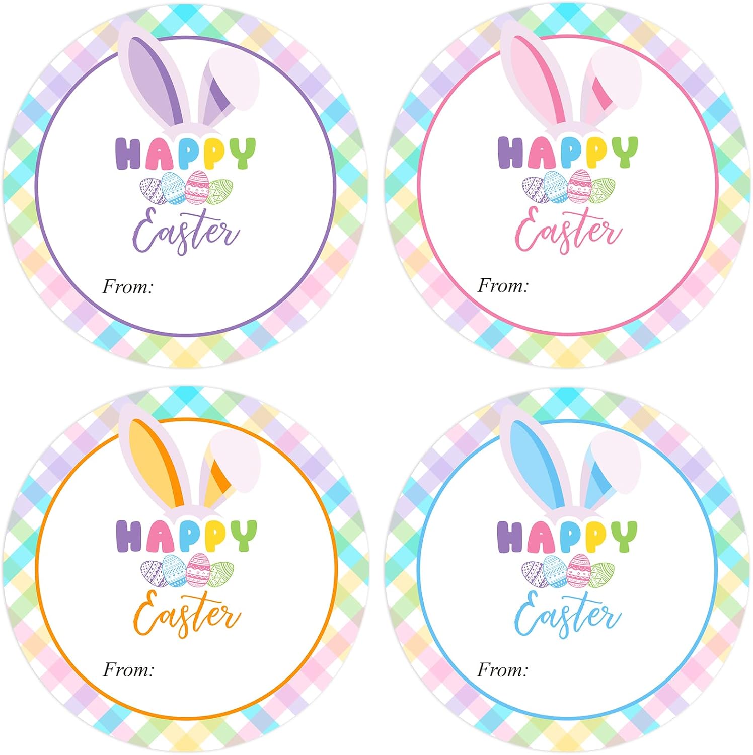 joycraft Happy Easter Stickers, 60pcs Macaron Color Easter Bunny Stickers, Paper Material, Perfect for Gift Wrap, Invitations & Decorations