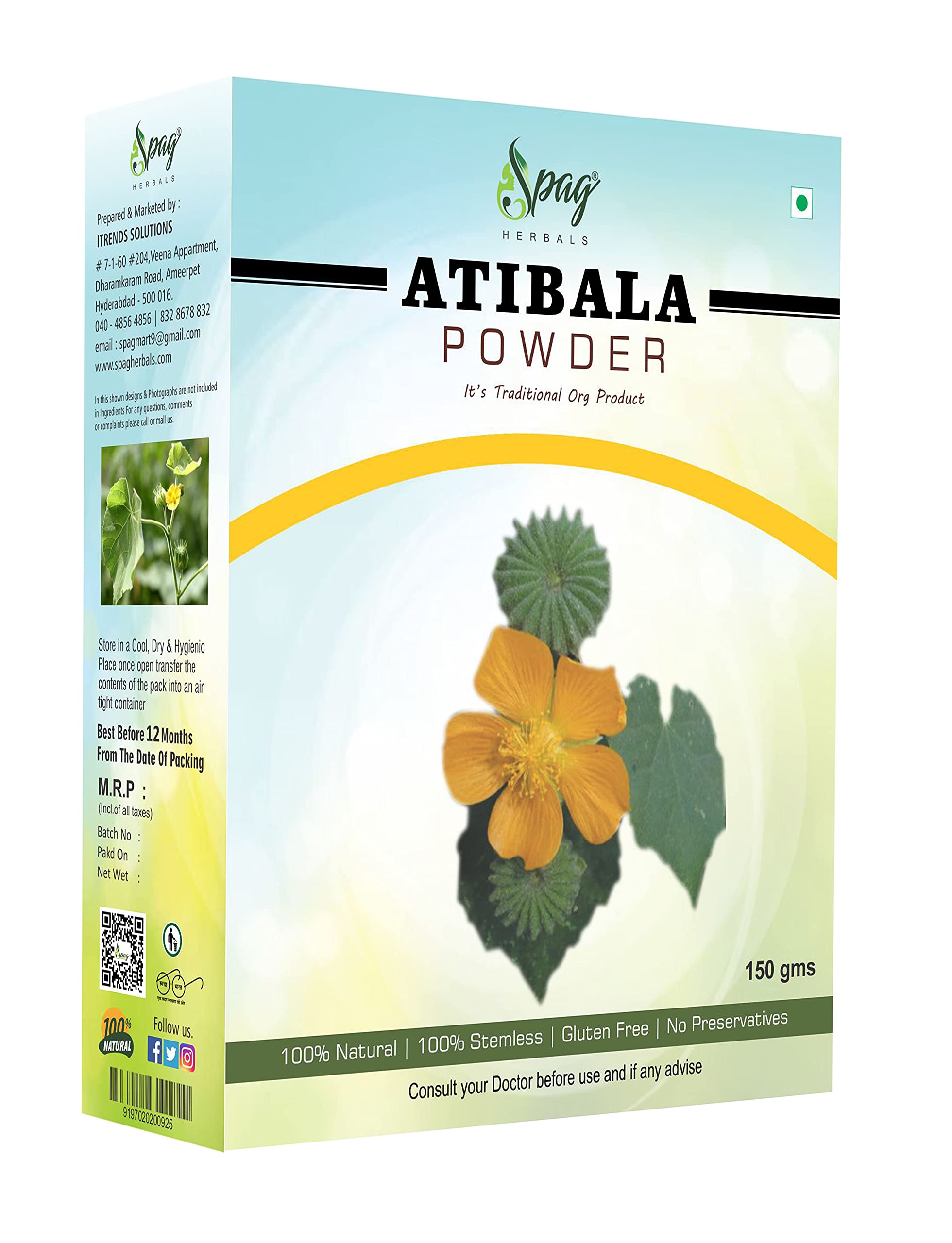 spag herbals shubhbhakti atibala churna kangi thuthi indian mallow abutilon indicum Powder 150 grms