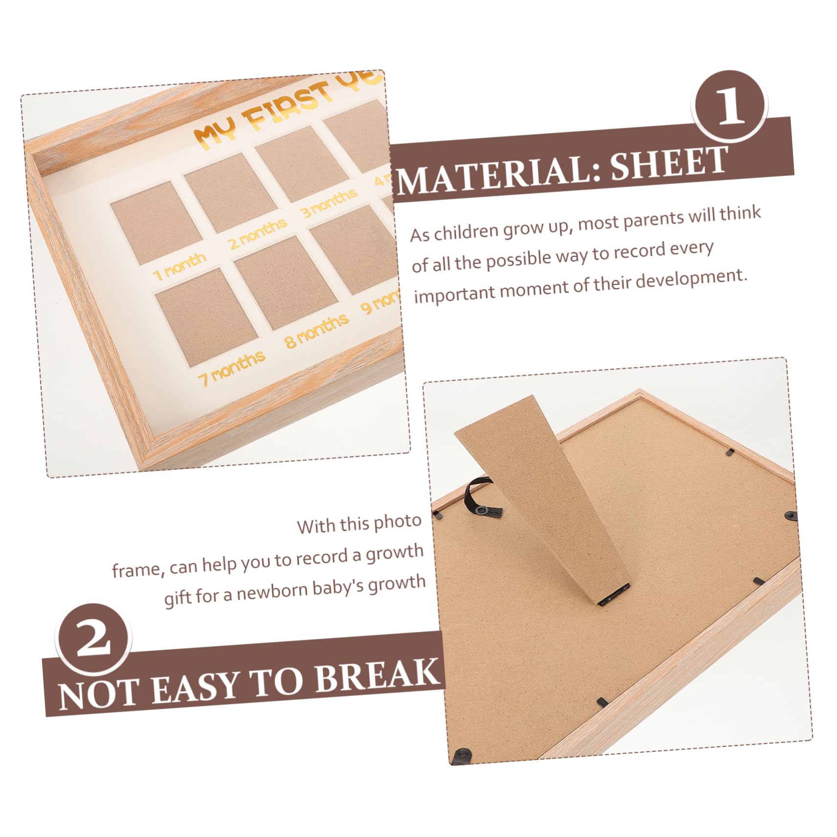 Hemoton 12 Month Milestone Picture Frame First Birthday Present Growth Memorial Frame