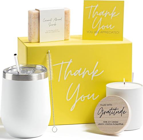 Miniatura 8 de Boxzie Regalos de agradecimiento para mujeres, juego de caja de regalo, ideas de cesta, vela de gratitud y vaso - Regalos de agradecimiento para