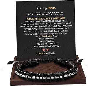 Inspirational Gifts for Men Morse Code Bracelets Mens Bracelets Graduation Gifts for Him Fathers Day Adjustable Leather Bracelet Motivational Birthday Annivesary Jewelry Stocking Stuffers for Men
