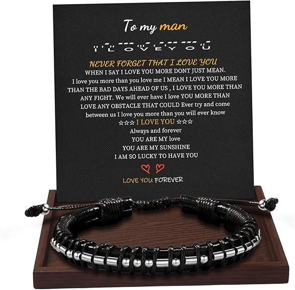 Inspirational Gifts for Men Morse Code Bracelets Mens Bracelets Graduation Gifts for Him Fathers Day Adjustable Leather Bracelet Motivational Birthday Annivesary Jewelry Stocking Stuffers for Men