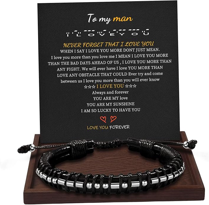 Inspirational Gifts for Men Morse Code Bracelets Mens Bracelets Graduation Gifts for Him Fathers Day Adjustable Leather Bracelet Motivational Birthday Annivesary Jewelry Stocking Stuffers for Men