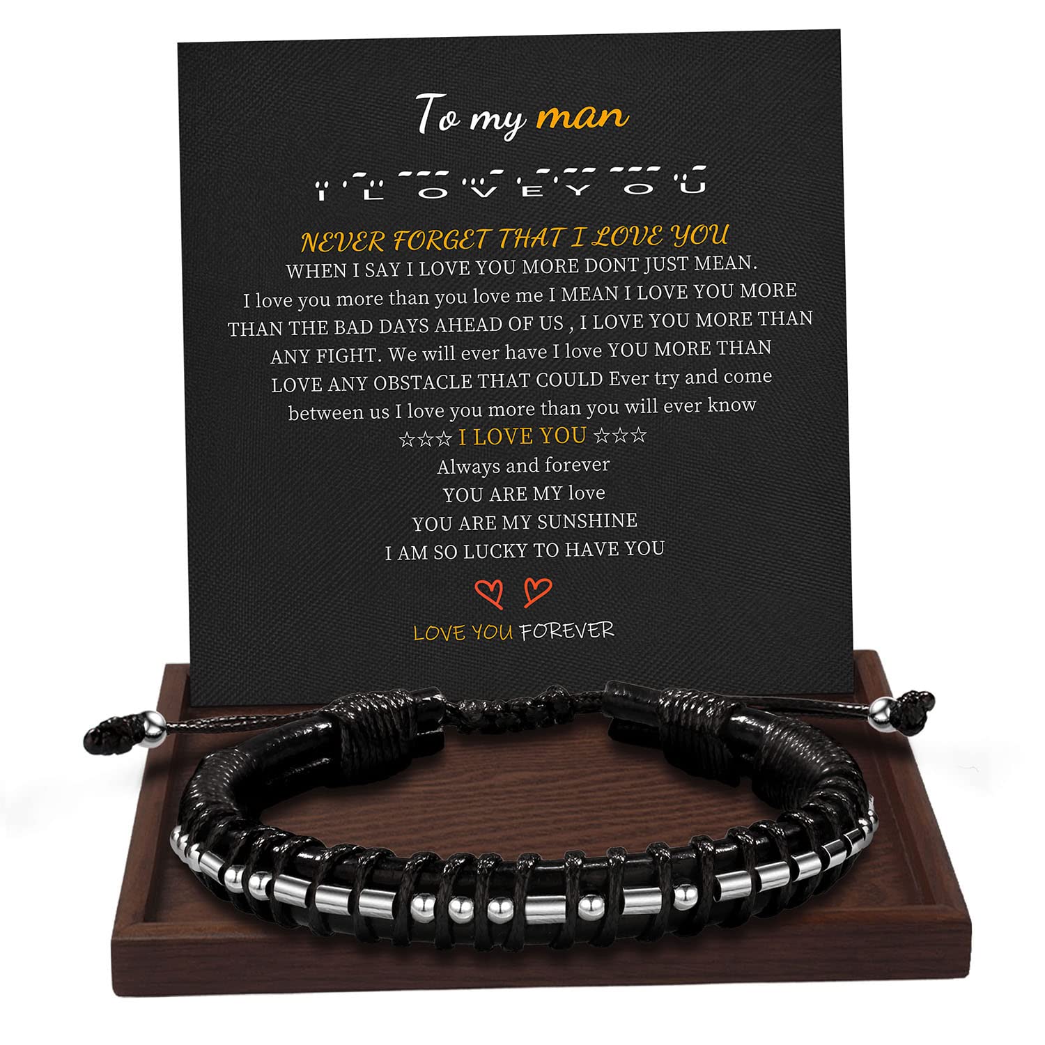 Btysun Fathers Day Gift, Gifts for Men Morse Code Bracelets for Men 2026 Graduation Gifts Mens Bracelet for Him Boyfriend Husband Leather Bracelet Motivational Birthday Jewelry Stocking Stuffers