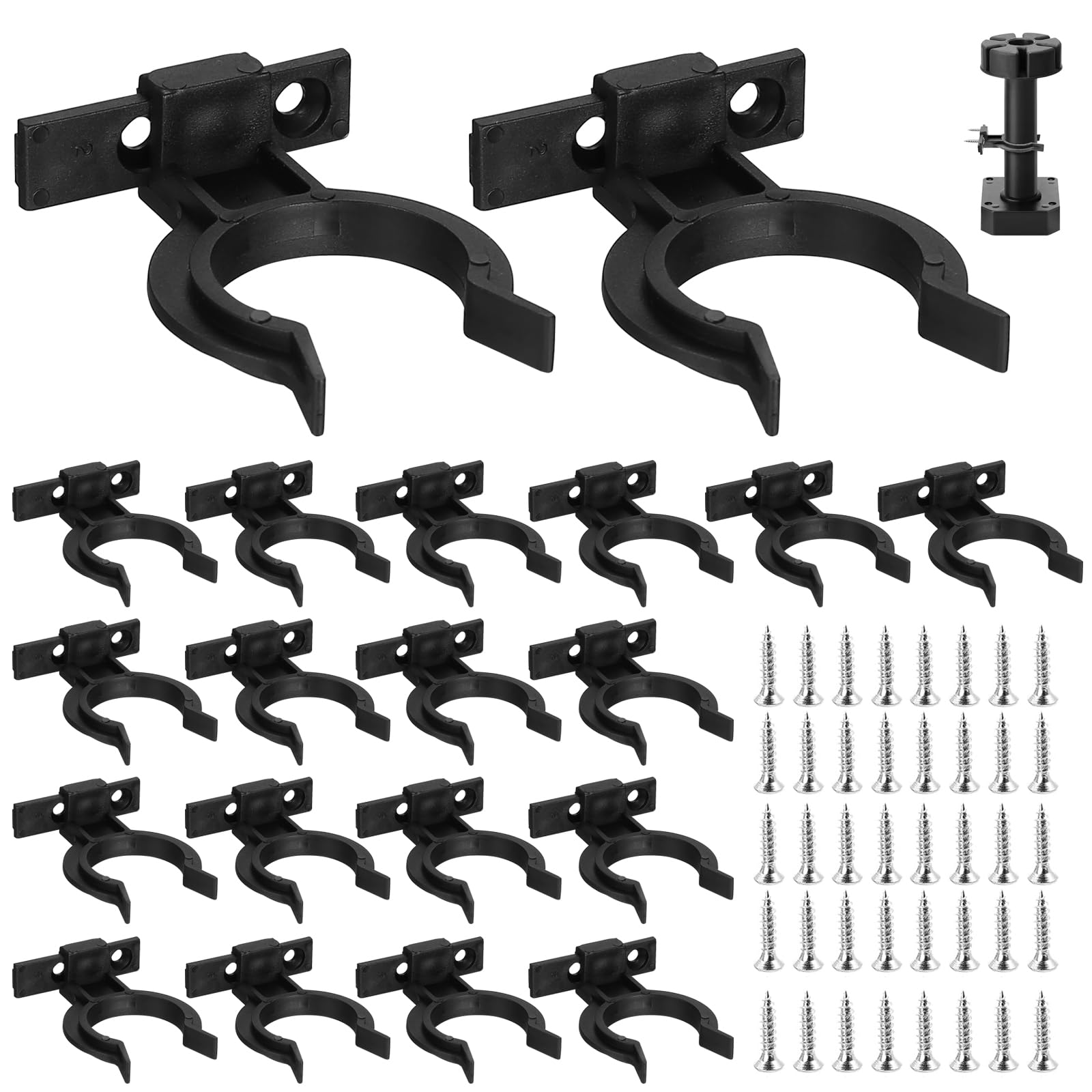 20 Pcs Kickboard Clips, Kitchen Kick Board Plinth Clips, Bath Panel ClipsCabinet Kitchen Plinth Clipswith Brackets Fits 32-42mm Diameter Cabinet Bed Legs, with Screws (Black)