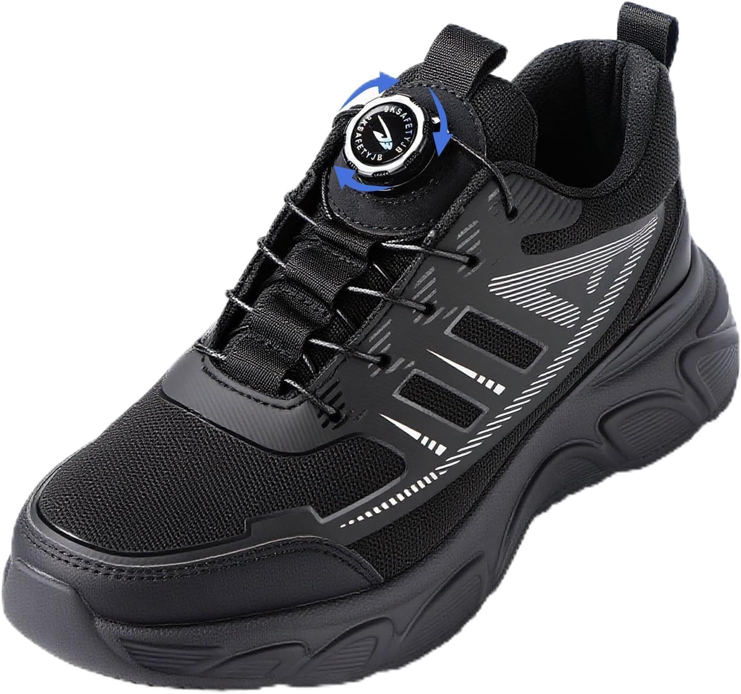 Arbeitsschuhe Herren Sicherheitsschuhe Stahlkappenschuhe mit Drehschnalle Schnürsenkeln rutschfeste Leichte Arbeitsschuhe