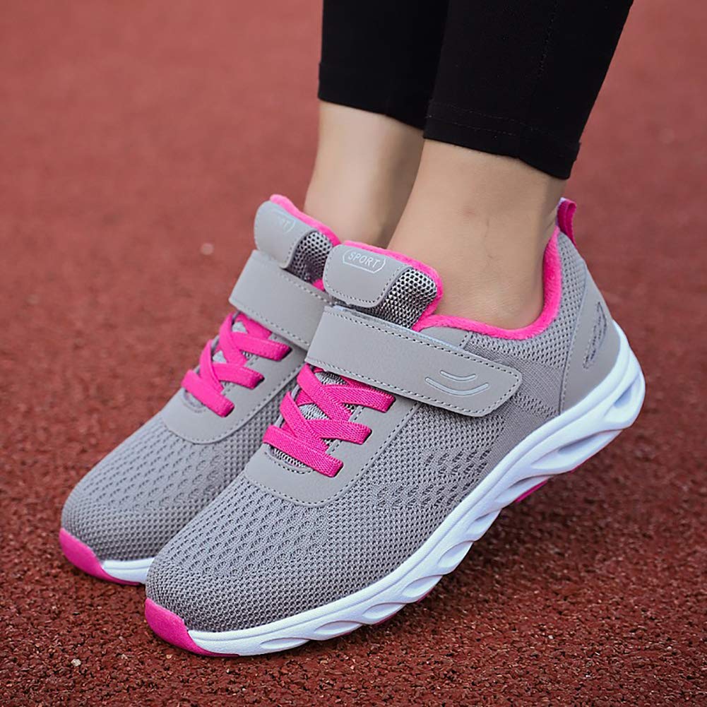 Zapatillas Deportivas Mujer Invierno Al Aire Libre Antideslizante Nieve Cálido Forrado Cómodo Casual Sneakers Gris 37 EU