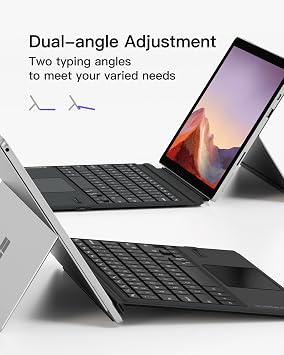 Inateck for Surface Pro 7 Keyboard with Precision Touchpad, Bluetooth 5.3, 7-Color Backlight, Compatible with Surface Pro 7/7+/6/5/4, KB02027 Black