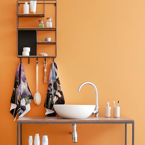 Miniatura 5 de Juego de 2 toallas de baño de mano para baño, diseño de hongos del mundo de fantasía, luciérnaga, toalla absorbente de agua, poliéster suave para