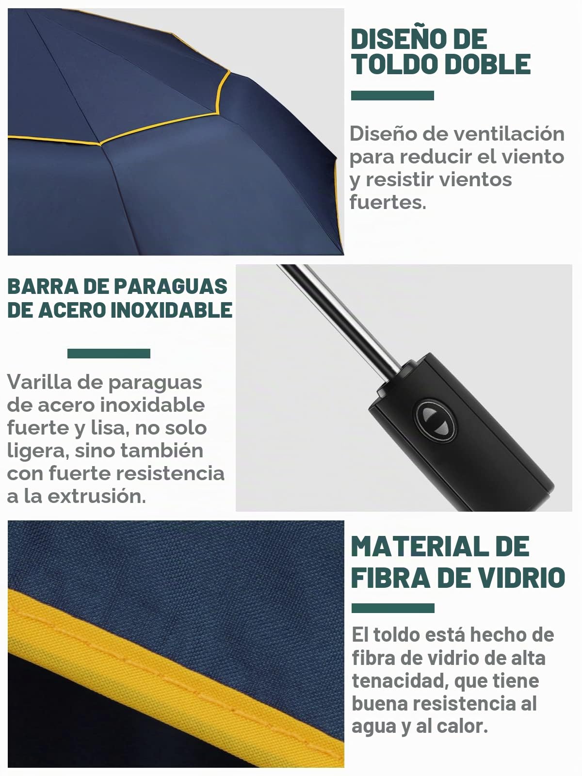 Kalolary Paraguas automático paraguas de golf extra grande, plegable paraguas a prueba de tormentas a prueba de viento impermeable doble toldo protector solar