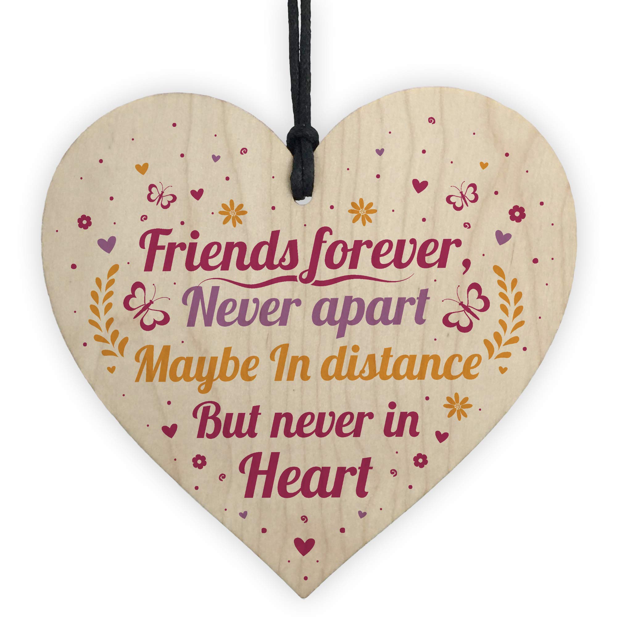 Red Ocean Friends Forever Handmade Wooden Hanging Heart Shabby Chic Sign Friendship Best Friend Gift Thank You
