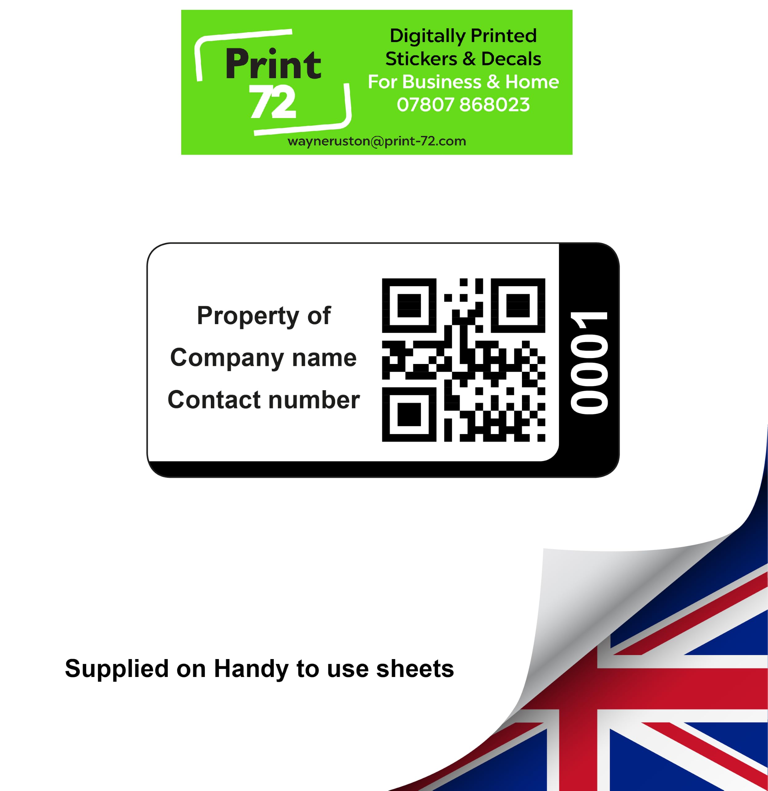 1000 etichette adesive personalizzate con codice QR Code Asset - con codice QR collegato al sito Web opzionale - Etichette permanenti in vinile nere 38 mm x 20 mm - semplici da personalizzare