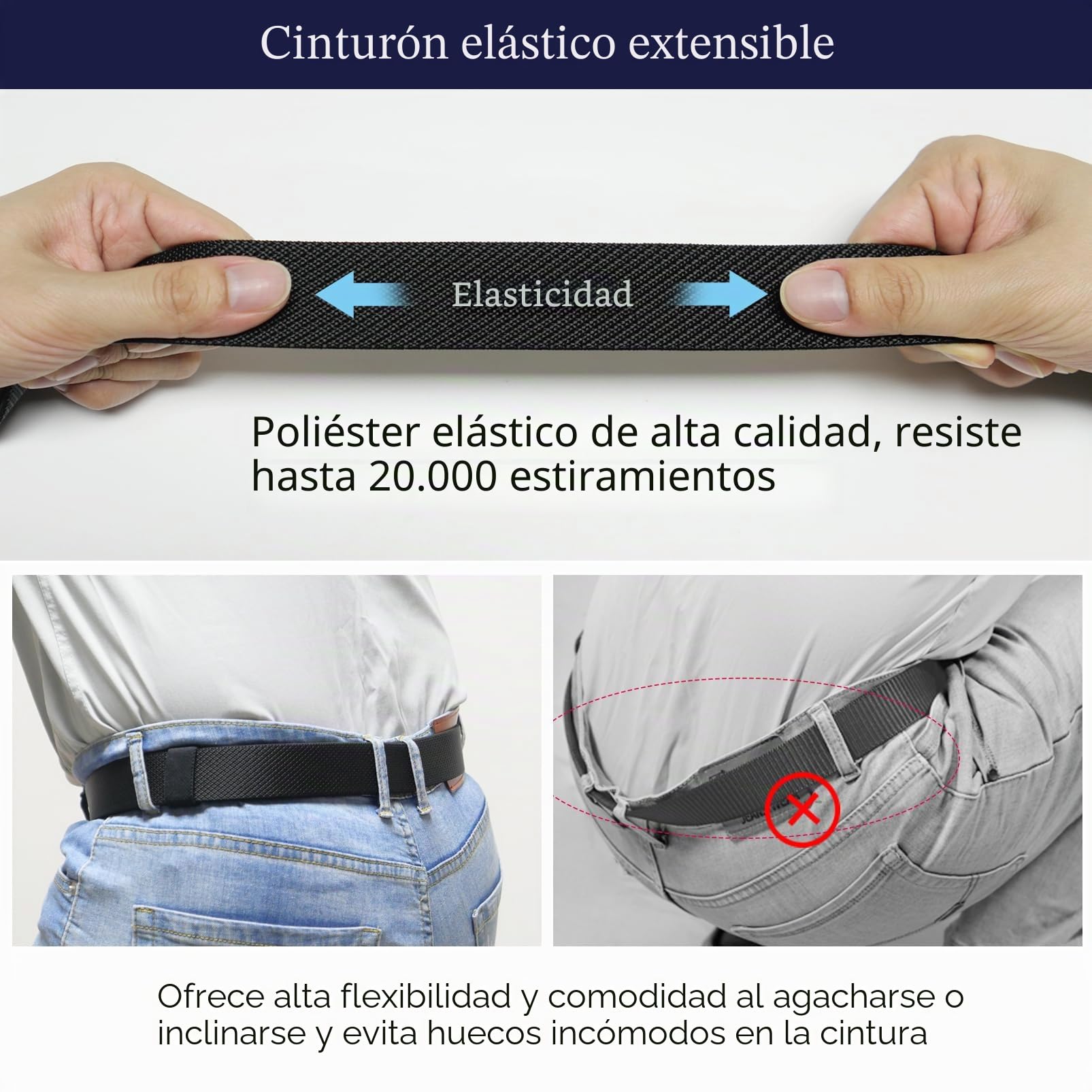 LionVII Cinturón de trinquete elástico con hebilla automática, ajustable y elástico, cinturón de trabajo para hombre, 130 cm