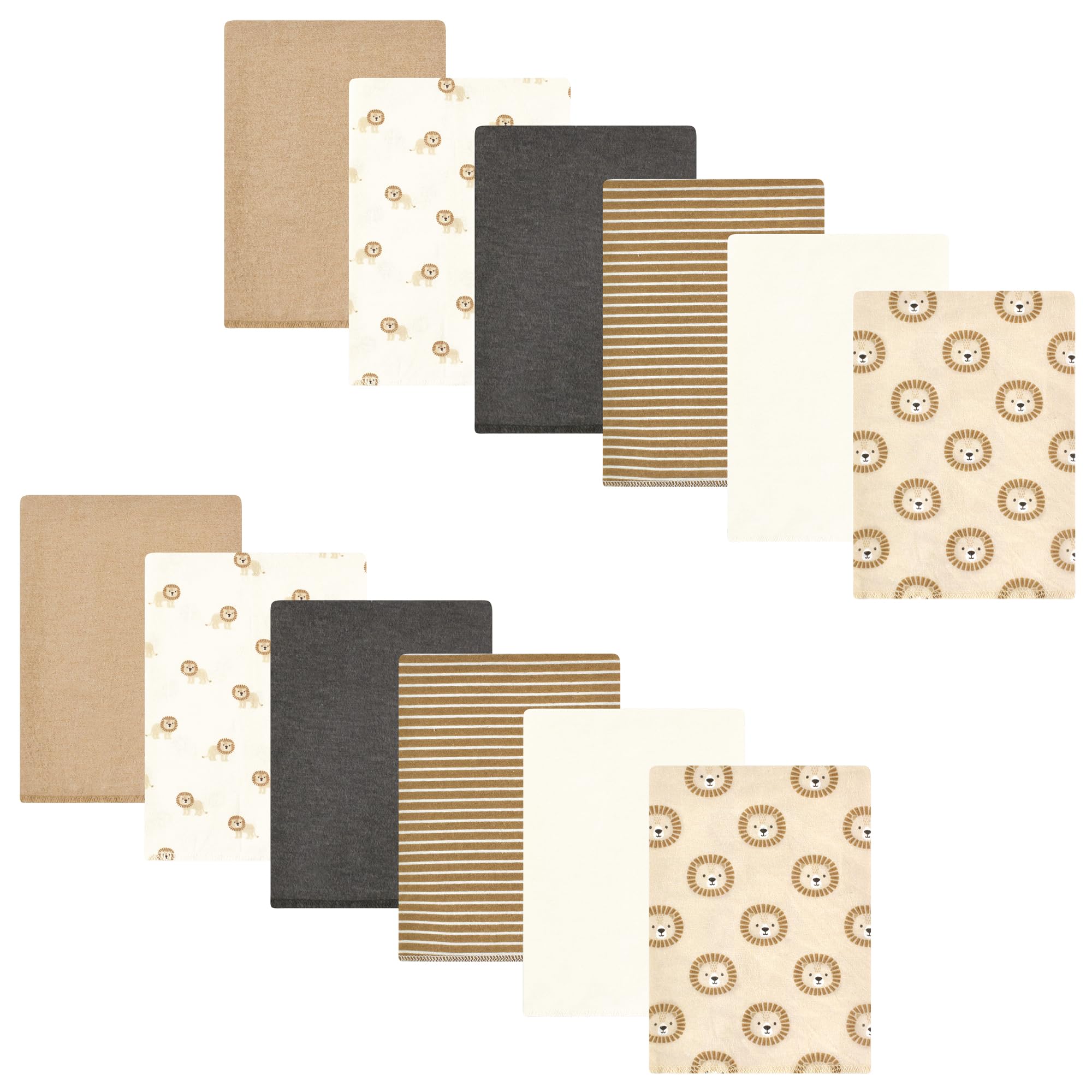 Hudson Baby Unisex Baby Cotton Flannel Burp Cloths Bundle, Brave Lion, One Size-image-19