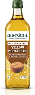 Anveshan Wood Cold Pressed Yellow Mustard Oil-1 Litre Plastic Bottle Kolhu/Kacchi Ghani/Chekku Natural Chemical-Free Cold Pressed Yellow Mustard Oil For Cooking
