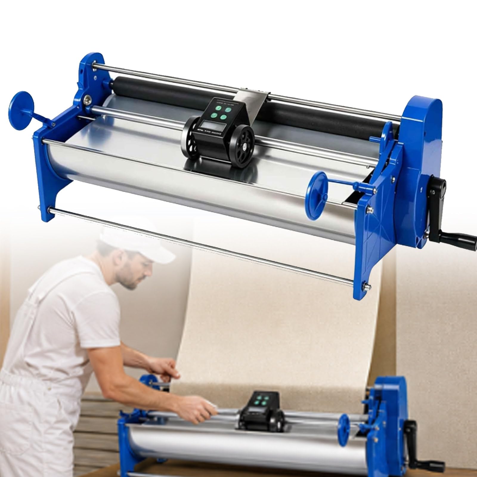Macchina Incollatrice per Carta Da Parati a Manovella per Lavori Di Ristrutturazione Delle Pareti Di Casa, Per Carta Parati Da 53 Cm, Serbatoio Da 8 L, 5-7 Rotoli per Riempimento