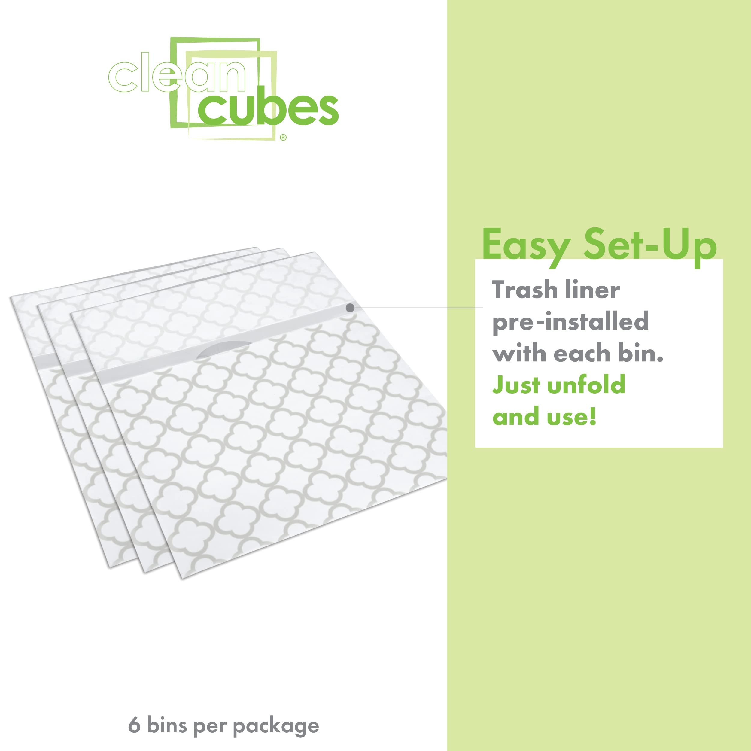 Clean Cubes Pojemniki na śmieci 33 l i pojemniki do recyklingu do sanitarnej utylizacji śmieci. Jednorazowe pojemniki na imprezy, imprezy, imprezy, recykling i inne. 6 sztuk (kratka)