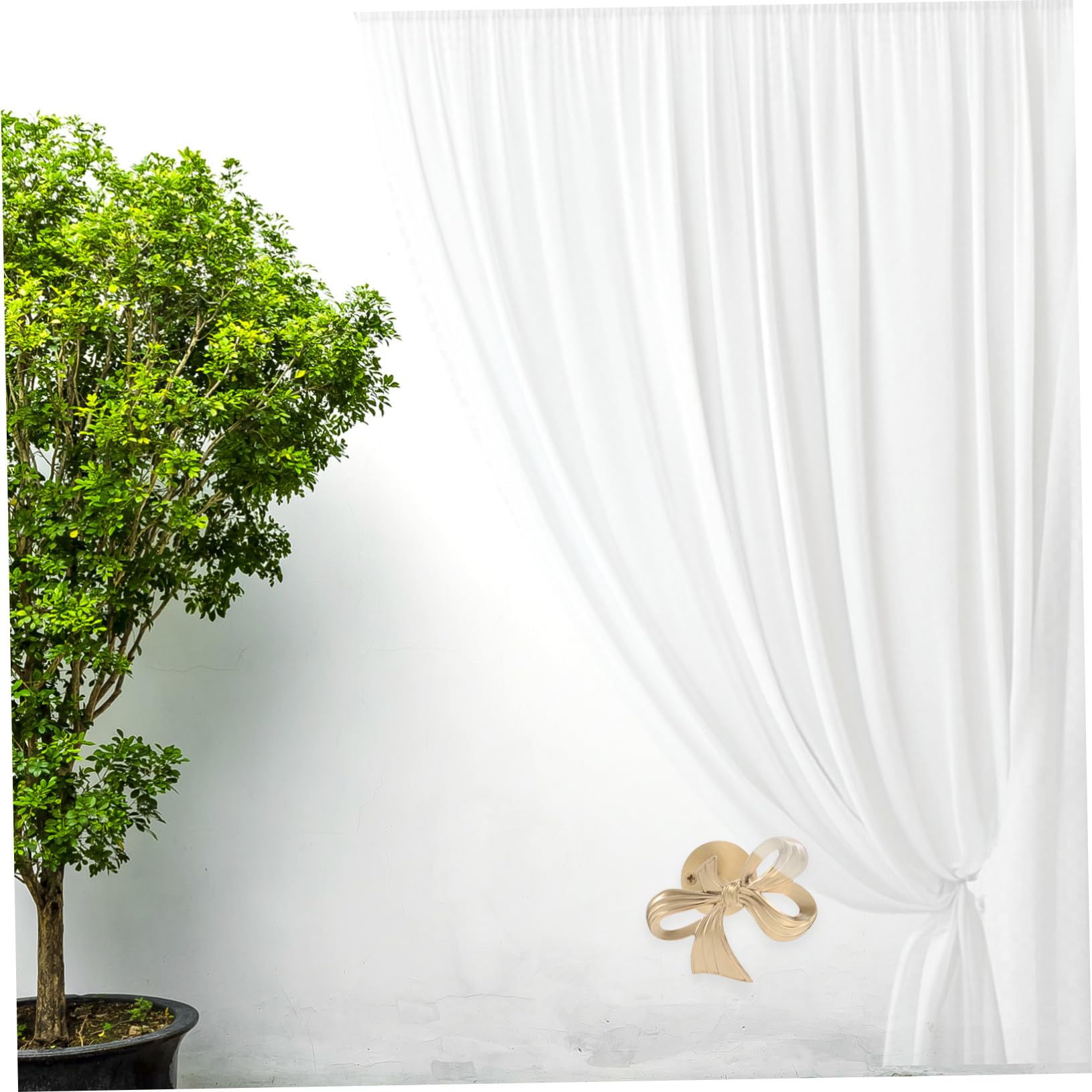 VICASKY Bow Brass Curtain Holdbacks Wall Mounted Bowknot Hooks for Drapery Tiebacks and Hat Organizer Metal Holders for Bedroom Living Office Decoration