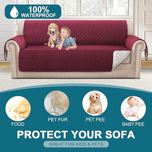 Miniatura 2 de Turquoize Funda de sofá 100% impermeable para perros, protector de sofá, triple antideslizante, para sofá de 3 cojines, protector de muebles para