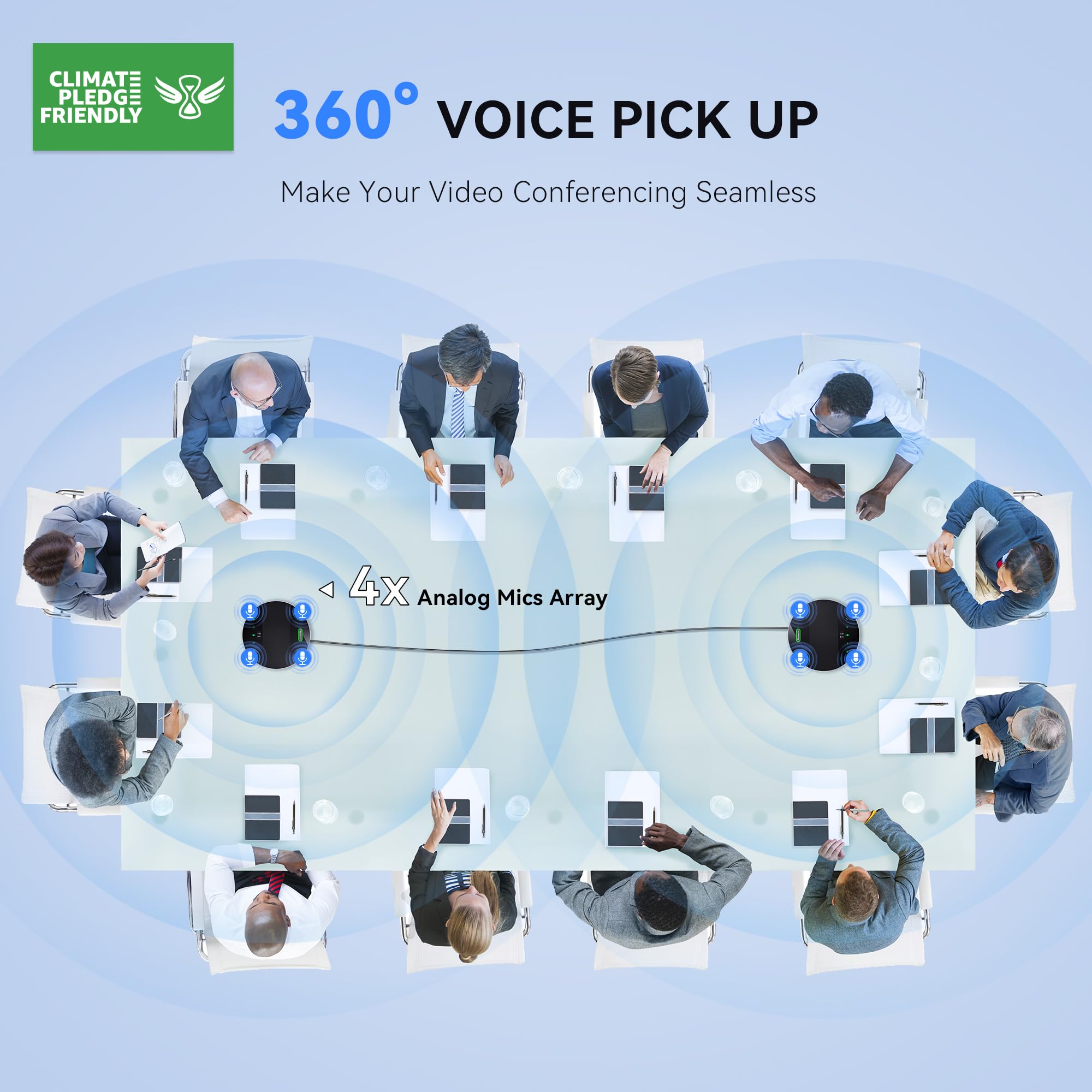 Tenveo M5B-EX Altoparlante e Microfono Conferenza Bluetooth, Speaker Conferenza USB Bluetooth Wireless Daisy-Chain Presa Voce a 360°, 30 Persone per PC Skype/Teams/Zoom/Riunione/Telelavoro