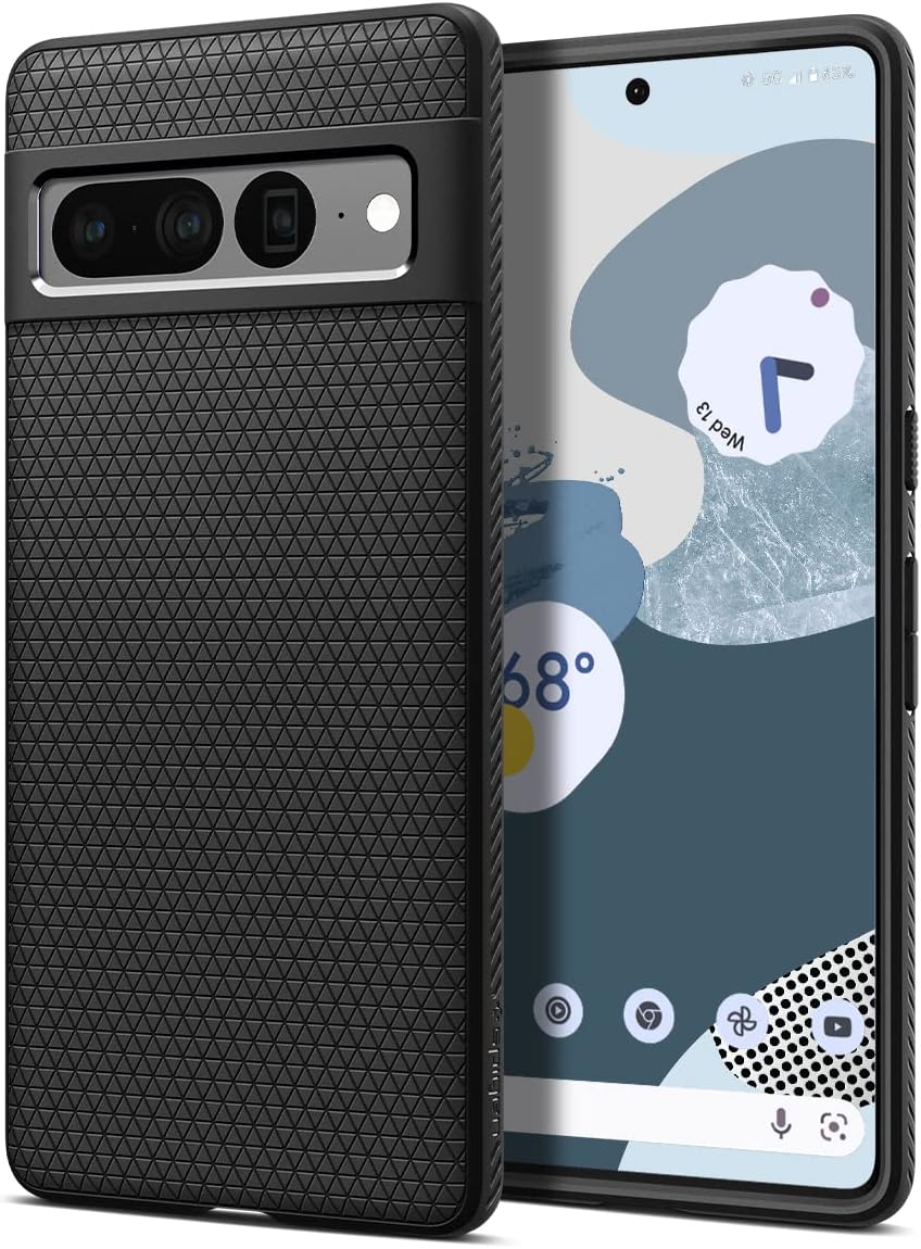 Spigen Liquid Air Back Cover Case for Pixel 7 Pro, Durable Protection, Air Cushion Technology - TPU | Matte Black