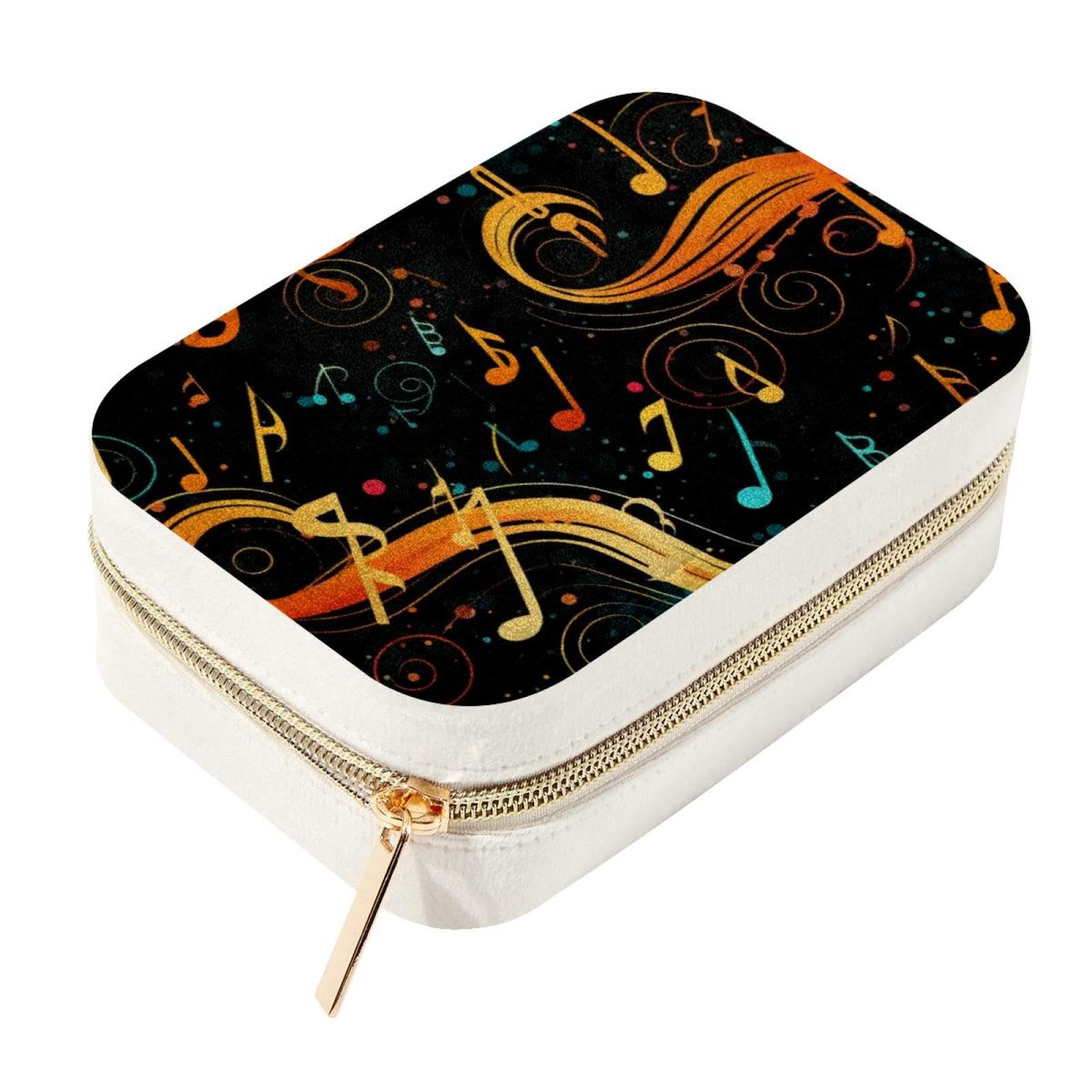 Joyero para viajes con notas musicales espaciosa funda de terciopelo para anillos