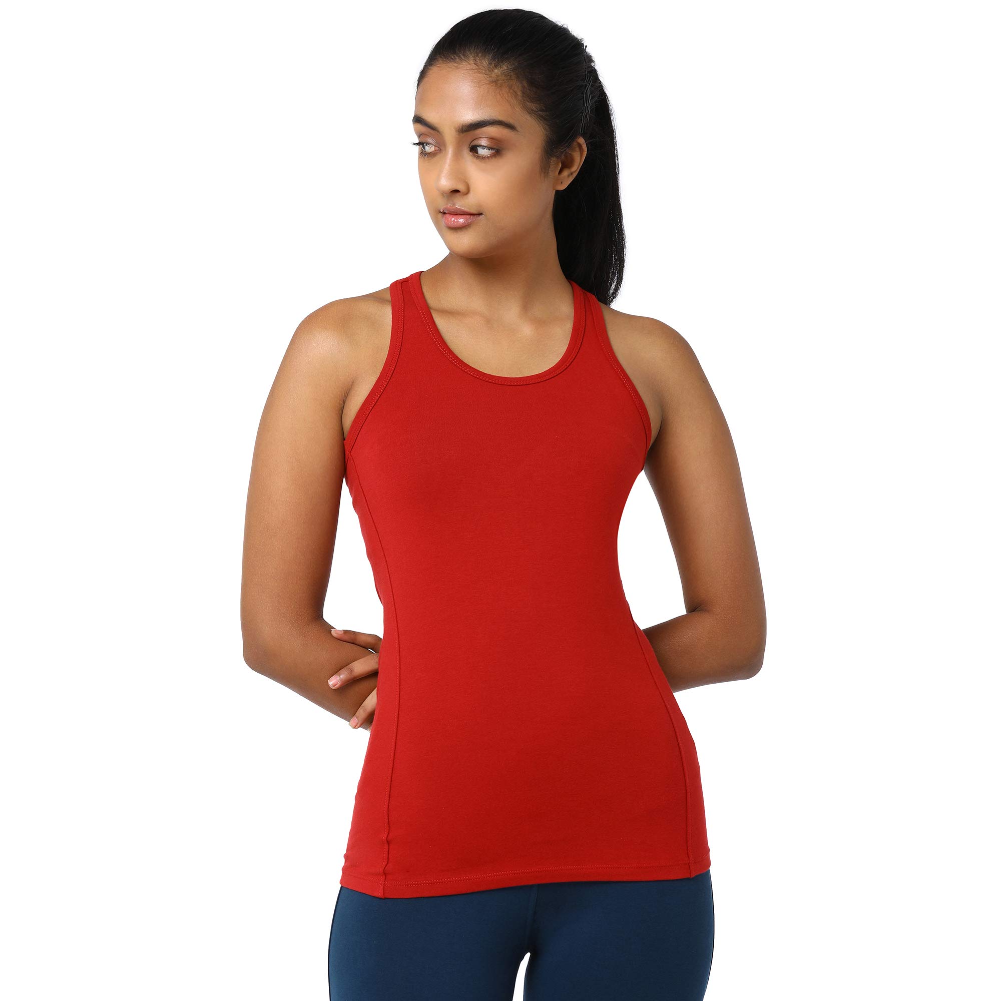 Proyog Women Red Organic Cotton Athletic Racer Back Workout Tank Top, for Yoga, Pilates and Meditation (Scarlet, XS) (B0863C8NZM) Amazon Price History, Amazon Price Tracker