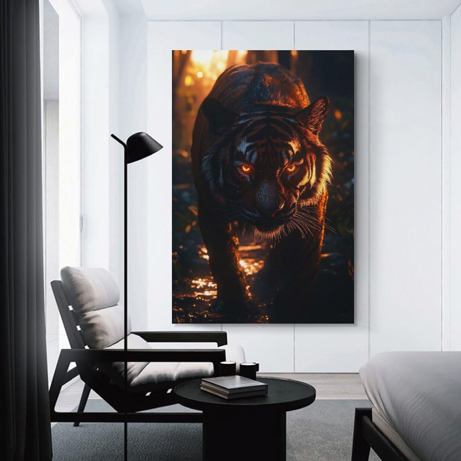 Junmoney Glowing Tiger in The Jungle Home Decor Wall Art 20x30inch(50x75cm), for Home, Office, Studio Or Guest Room, Canvas Wall Art That Fits Changing Layouts