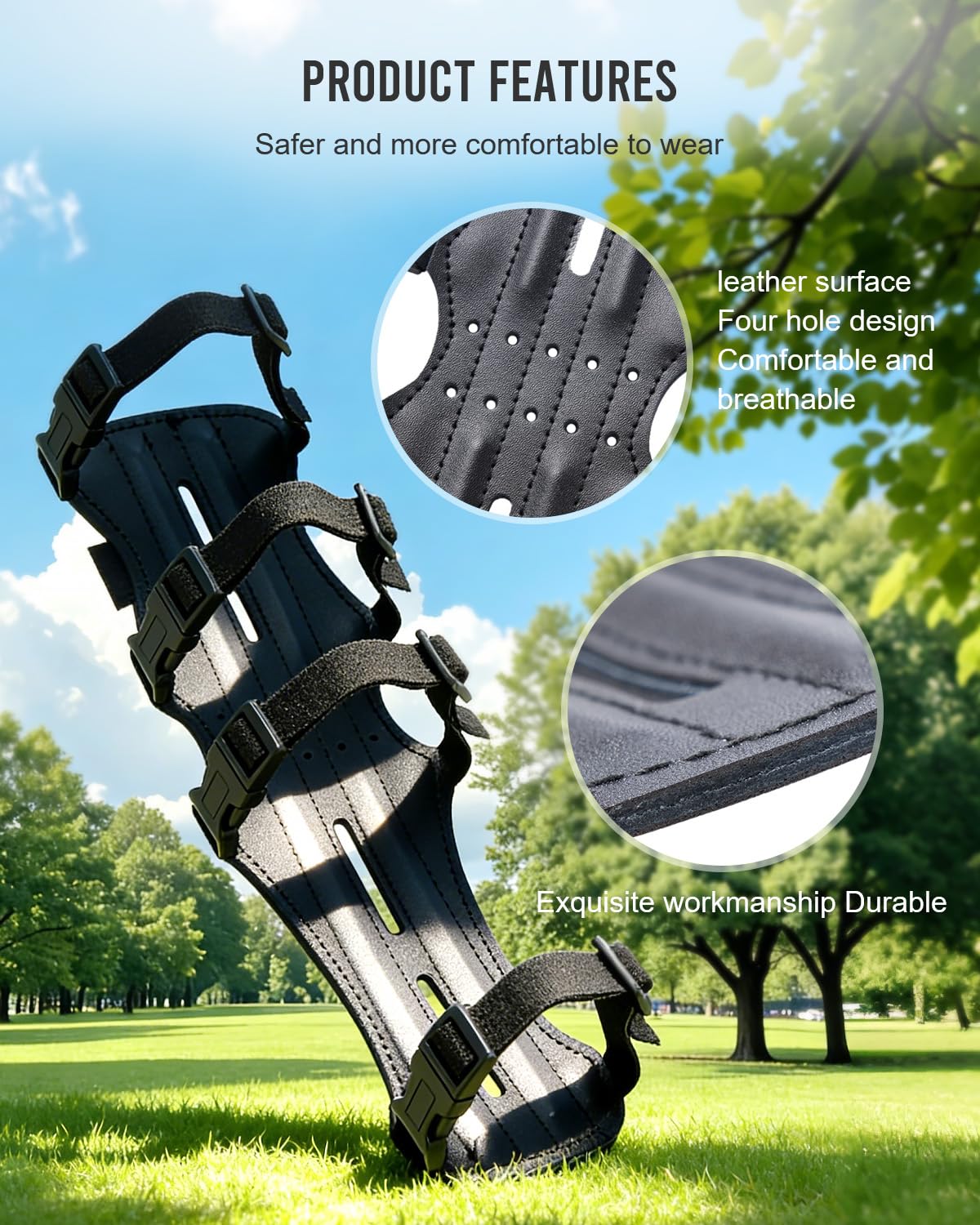 Bras De Protection Cuir Vachette Pour Tir à L'Arc - Garde-Bras Réglable 4 Sangles 30cm