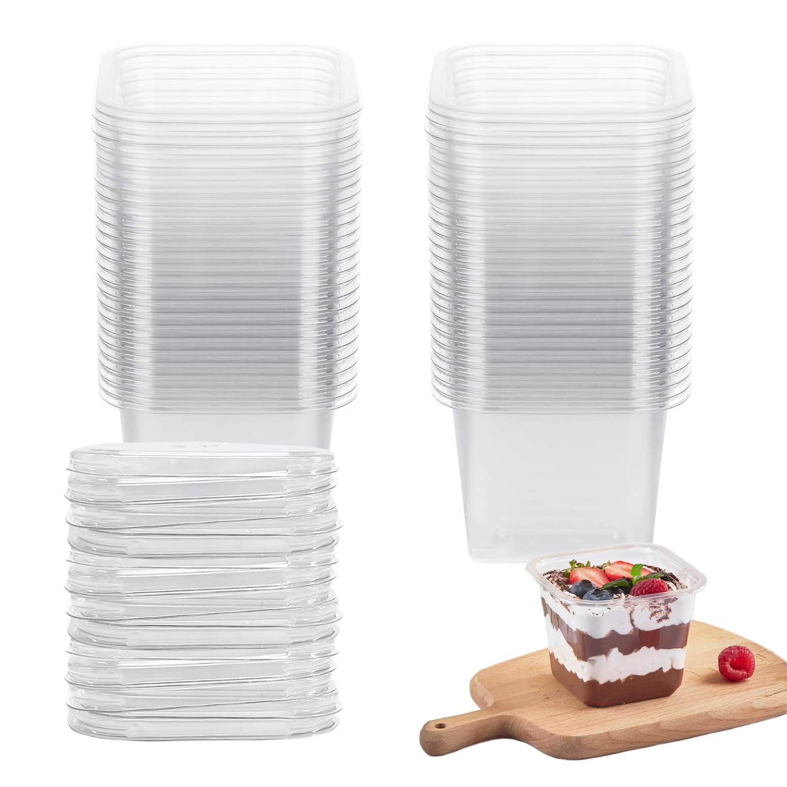Confezione da 100 Mini Tazza da Dessert con Cucchiai Piccole Tazze da